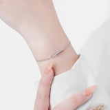 TrustDavis 925 Silver Ellipse CZ Chain Bracelet Women Fine Jewelry Gift
