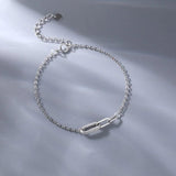 TrustDavis 925 Silver Ellipse CZ Chain Bracelet Women Fine Jewelry Gift