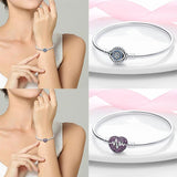925 Silver Heart Snake Chain Bracelet For Women Fit Charms Beads