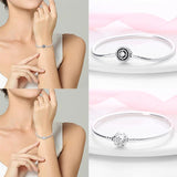 925 Silver Heart Snake Chain Bracelet For Women Fit Charms Beads