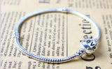 925 Silver Snake Chain Bracelet Love Charm Bead 16-23cm Women