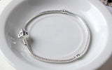 925 Silver Snake Chain Bracelet Love Charm Bead 16-23cm Women