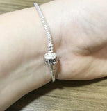925 Silver Snake Chain Bracelet Love Charm Bead 16-23cm Women