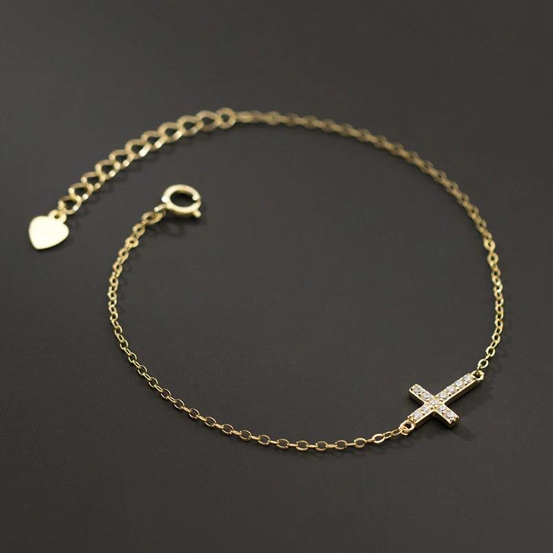 925 Silver Gothic Cross Chain Bracelet Women's Statement Jewelry
