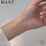 925 Silver Gothic Cross Chain Bracelet Women's Statement Jewelry
