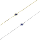 925 Sterling Silver Small Evil Eye Charm Chain Bracelet for Women