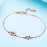 Good Luck Hamsa Hand Evil Eye Bracelet 925 Sterling Silver Charm Bracelet