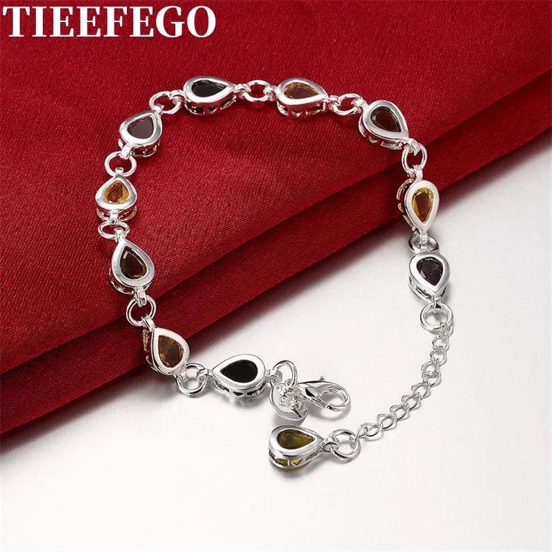 925 Silver Charm Bracelet Zircon Crystal Jewelry for Women