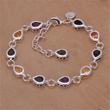925 Silver Charm Bracelet Zircon Crystal Jewelry for Women