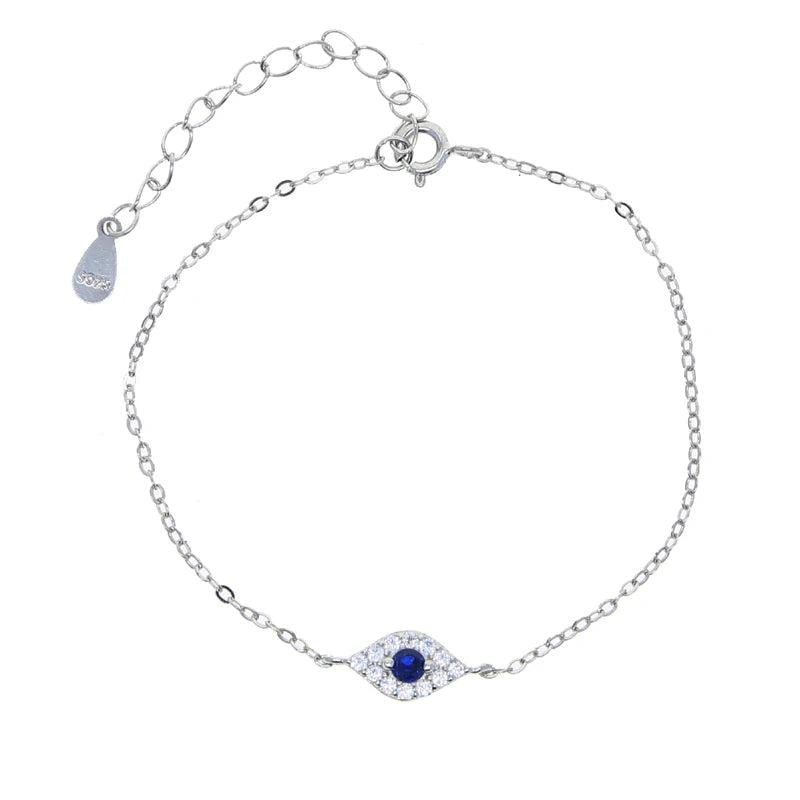 925 Sterling Silver Evil Eye Cz Charm Bracelet