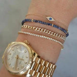 925 Sterling Silver Evil Eye Cz Charm Bracelet
