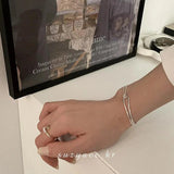 925 Sterling Silver ins Bracelet Bangle For Women Girls B16