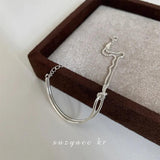 925 Sterling Silver ins Bracelet Bangle For Women Girls B16