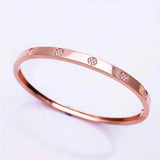 Purple Crystal Bracelet Rose Gold Wedding Jewelry