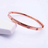 Purple Crystal Bracelet Rose Gold Wedding Jewelry