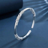 Women's Retro Silver Plated Flowers Open Bracelet Gift