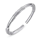 Women's Retro Silver Plated Flowers Open Bracelet Gift