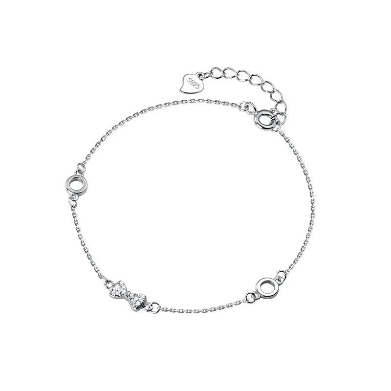 925 Sterling Silver Bowknot Butterfly Chain Bracelet for Women