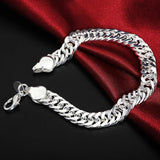 925 Silver 10MM Bracelets Chain Women Men Jewelry