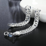 925 Silver 10MM Bracelets Chain Women Men Jewelry