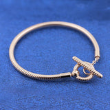 925 Sterling Silver Bracelets Rose Moments T-Bar Snake Chain Bracelet
