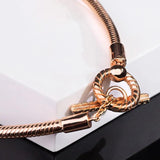 925 Sterling Silver Bracelets Rose Moments T-Bar Snake Chain Bracelet