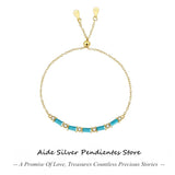 925 Silver Hand Chain Zircon Turquoise Bracelet Women's Wedding Jewelry