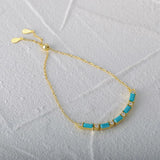 925 Silver Hand Chain Zircon Turquoise Bracelet Women's Wedding Jewelry