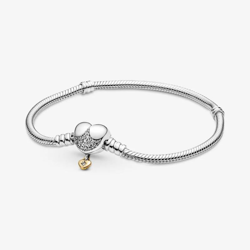 Heart Snake Chain Bracelet 925 Sterling Silver Women Jewelry Gift