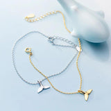 Sterling Silver Geometric Whale Tail Bracelet for Women