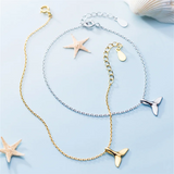 Sterling Silver Geometric Whale Tail Bracelet for Women