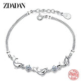 925 Silver Dolphin Amethyst Charm Bracelet for Women