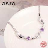 925 Silver Dolphin Amethyst Charm Bracelet for Women