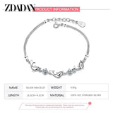 925 Silver Dolphin Amethyst Charm Bracelet for Women