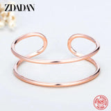 925 Silver Double Layer Open Cuff Bracelet Women Party Jewelry Gift