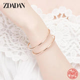 925 Silver Double Layer Open Cuff Bracelet Women Party Jewelry Gift
