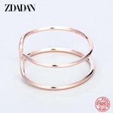 925 Silver Double Layer Open Cuff Bracelet Women Party Jewelry Gift