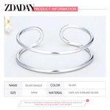925 Silver Double Layer Open Cuff Bracelet Women Party Jewelry Gift
