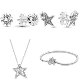 925 Silver Star Clasp Collier Bracelet Earring Set