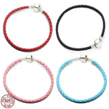 925 Silver Braided Leather Chain Bracelet for Beaded DIY Gift