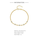 925 Silver Link Bracelet Clear Zircon Charm Adjustable Hand Chain Wedding Gift