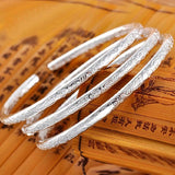 925 Silver Bohemian Carving Cuff Bracelet w/ Open Design