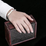 Sterling Silver Hetian Jade Bracelet Chinese Ethnic Style Women's Bracelet
