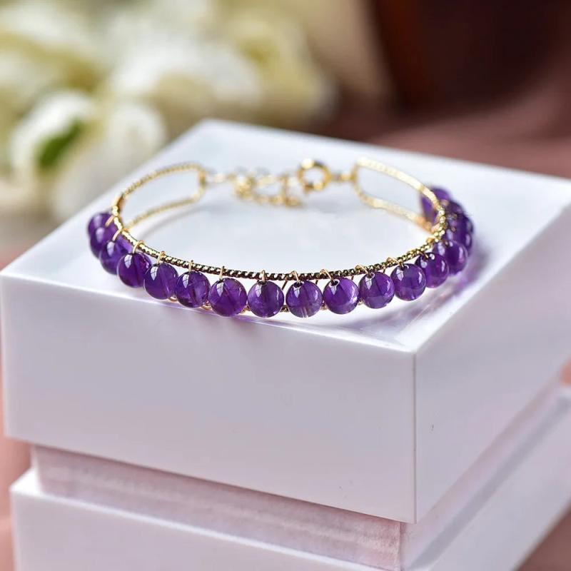 Uruguay Amethyst Purple Bracelet 14K Filled Female Bangle
