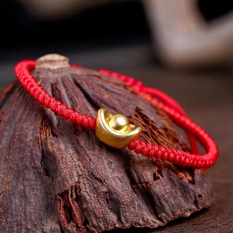 Gold Ingot Lucky Charm Yuanbao Bracelet Hand Knotting Fortune Bangle
