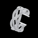 925 Silver Twisted Weaving Open Big Bangles for Women Men