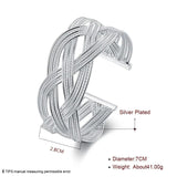 925 Silver Twisted Weaving Open Big Bangles for Women Men