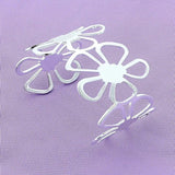 925 Silver Flower Bangle Bracelet For Women