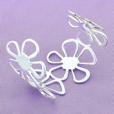 925 Silver Flower Bangle Bracelet For Women