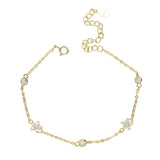 Delicate Dainty Cz Flower Bracelet 925 Real Paved High Adjustable Size
